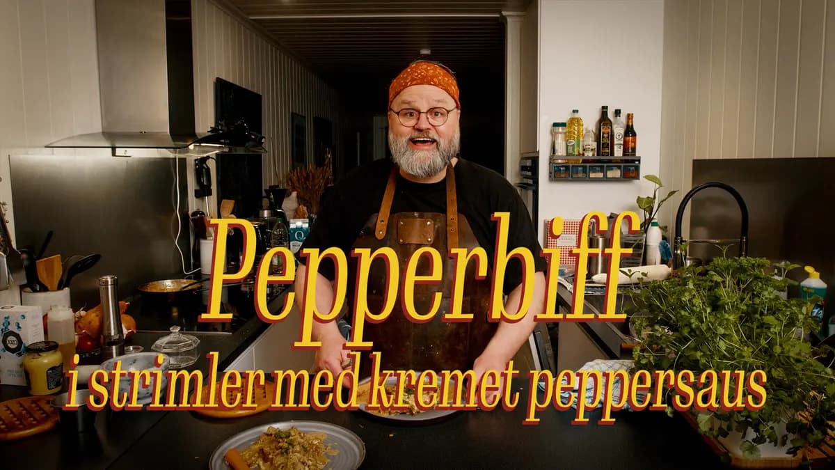 Pepperbiff i strimler med kremet peppersaus