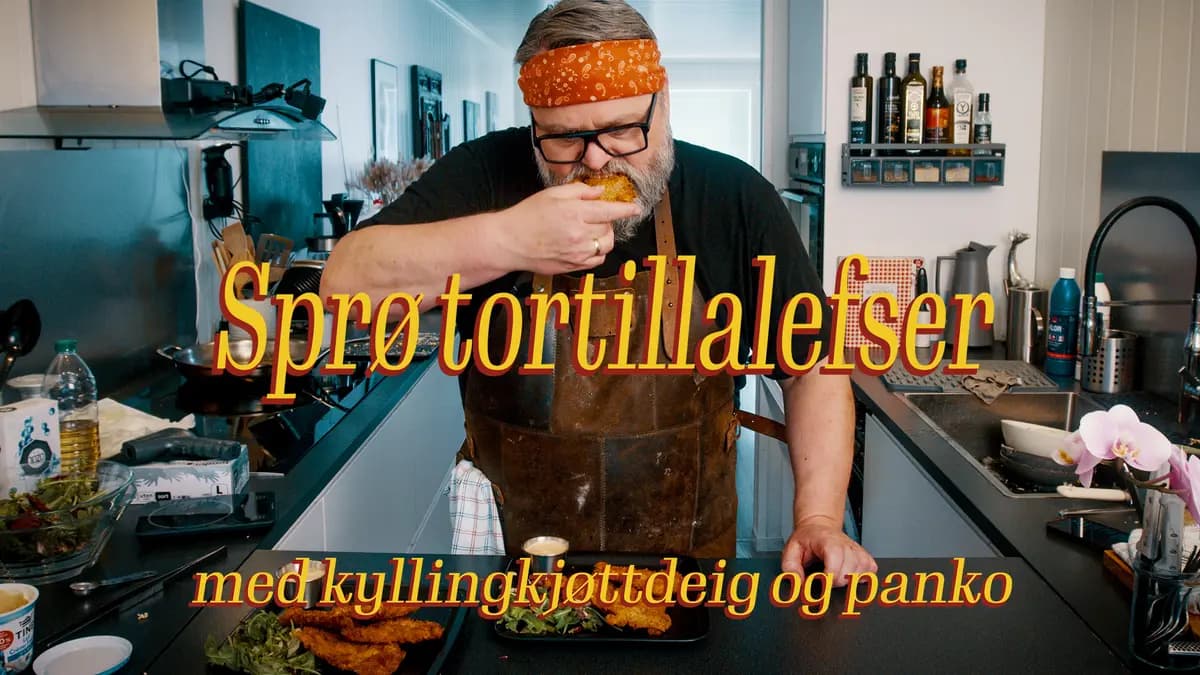 Sprø tortillalefser med kyllingkjøttdeig og panko