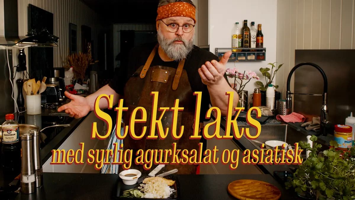 Stekt laks med syrlig agurksalat og asiatisk saus